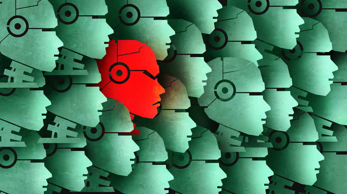 faces robots green red